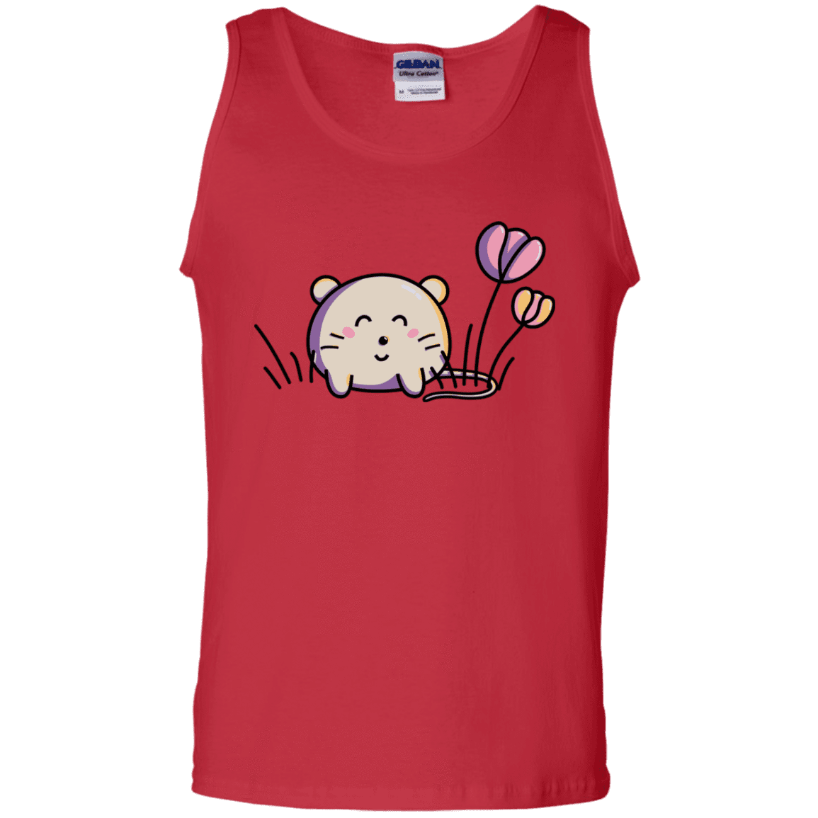 T-Shirts Red / S Kawaii Mouse and Tulips Men's Tank Top