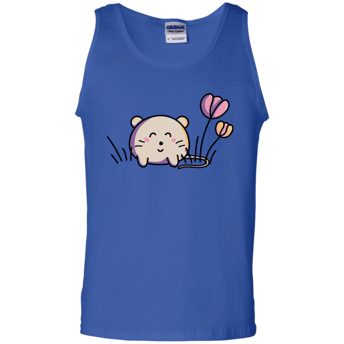 T-Shirts Royal / S Kawaii Mouse and Tulips Men's Tank Top