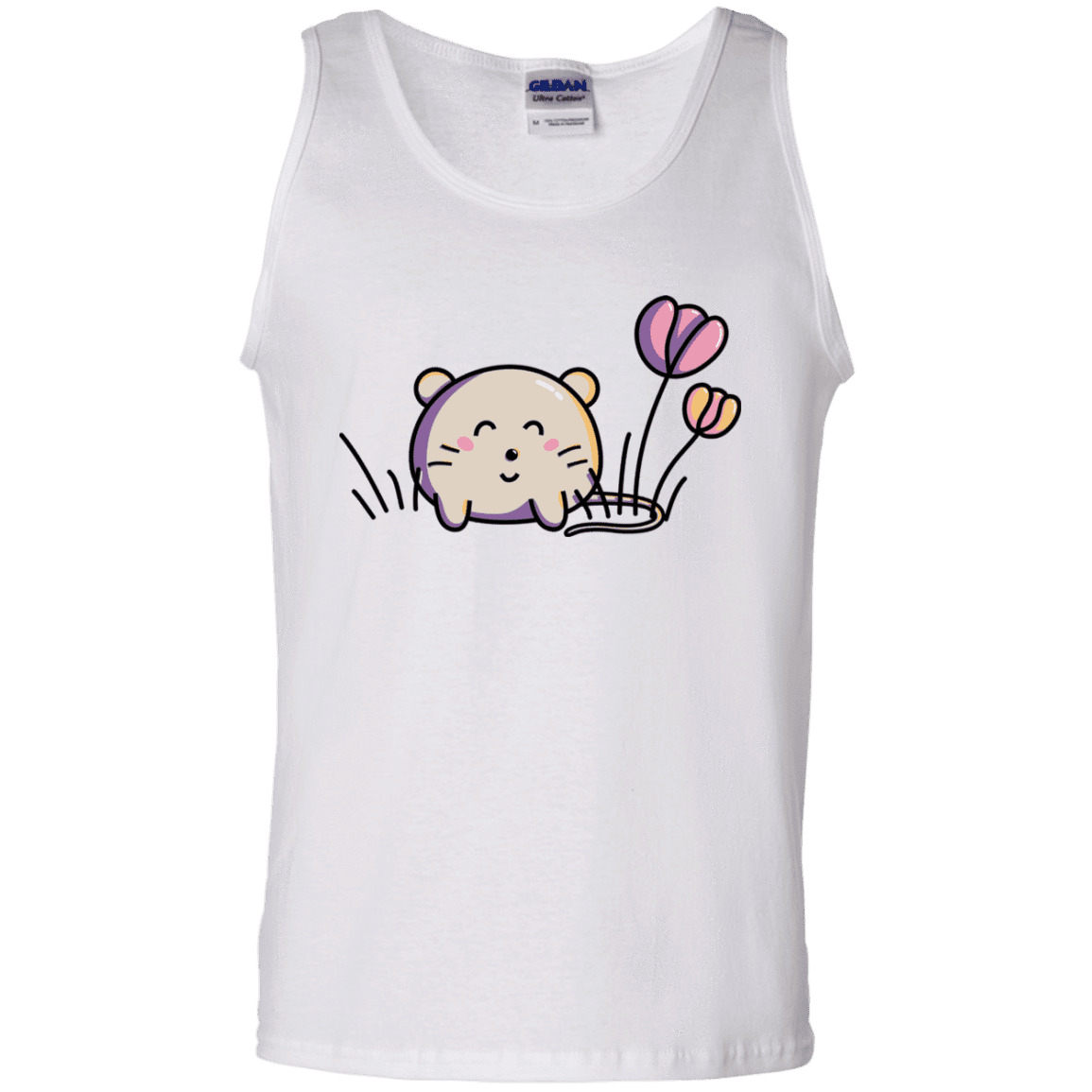 T-Shirts White / S Kawaii Mouse and Tulips Men's Tank Top