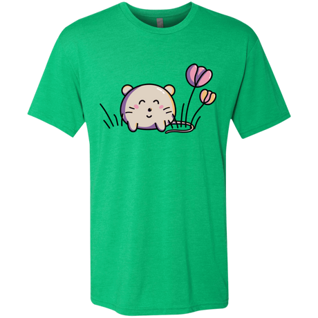 T-Shirts Envy / S Kawaii Mouse and Tulips Men's Triblend T-Shirt