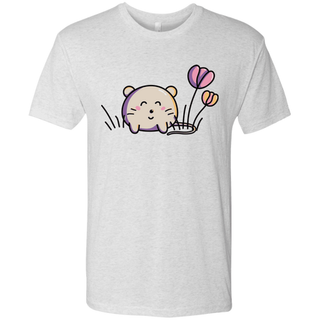 T-Shirts Heather White / S Kawaii Mouse and Tulips Men's Triblend T-Shirt