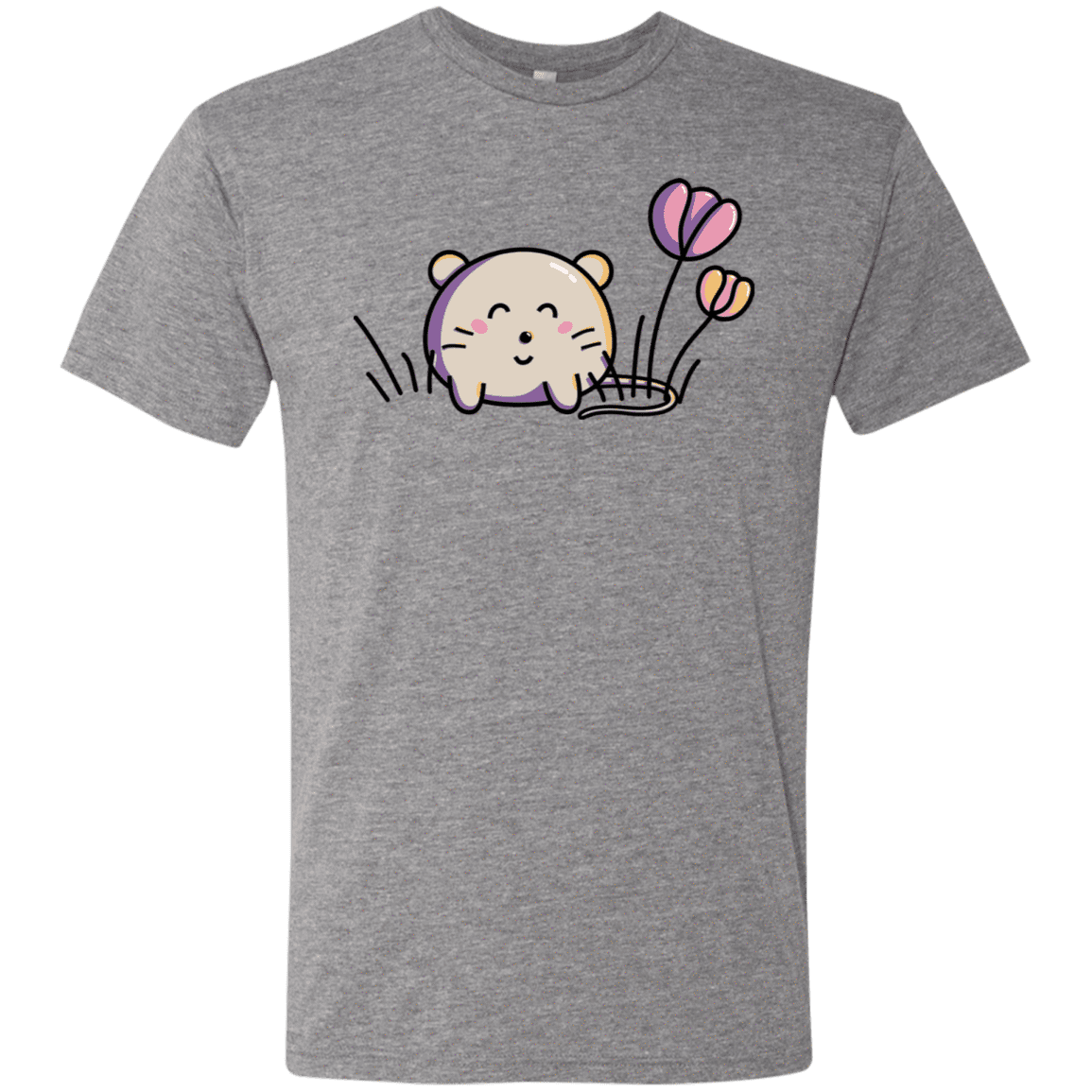 T-Shirts Premium Heather / S Kawaii Mouse and Tulips Men's Triblend T-Shirt