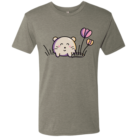 T-Shirts Venetian Grey / S Kawaii Mouse and Tulips Men's Triblend T-Shirt