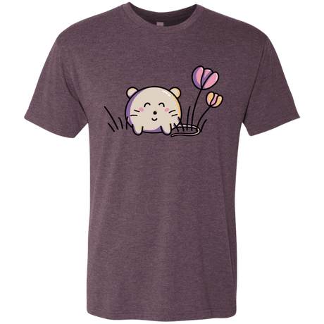 T-Shirts Vintage Purple / S Kawaii Mouse and Tulips Men's Triblend T-Shirt