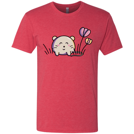 T-Shirts Vintage Red / S Kawaii Mouse and Tulips Men's Triblend T-Shirt