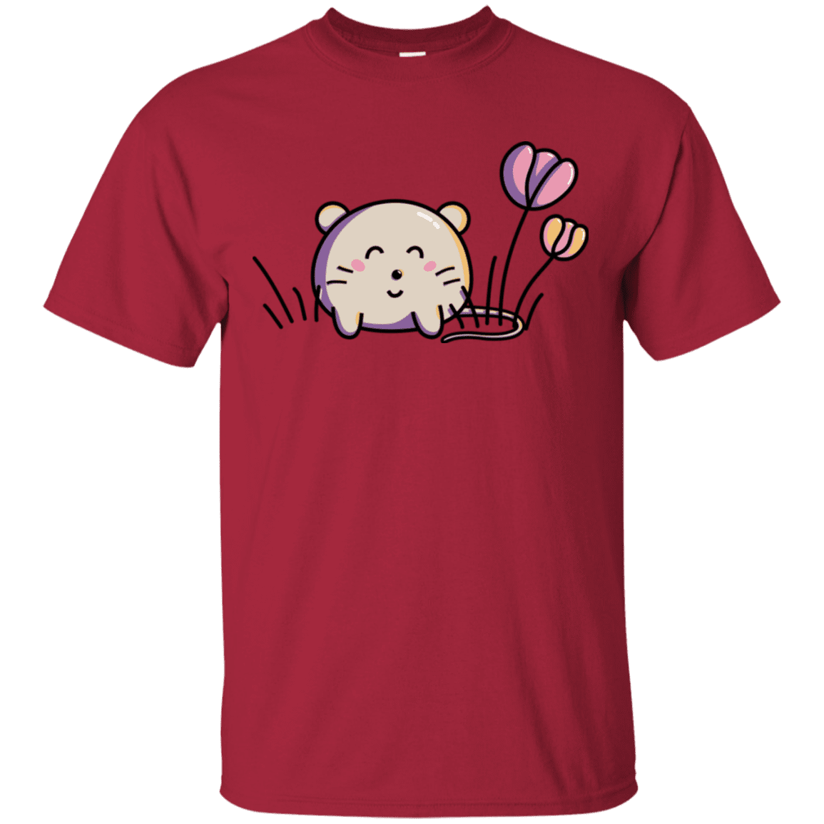 T-Shirts Cardinal / S Kawaii Mouse and Tulips T-Shirt