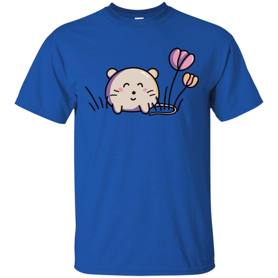 T-Shirts Royal / S Kawaii Mouse and Tulips T-Shirt