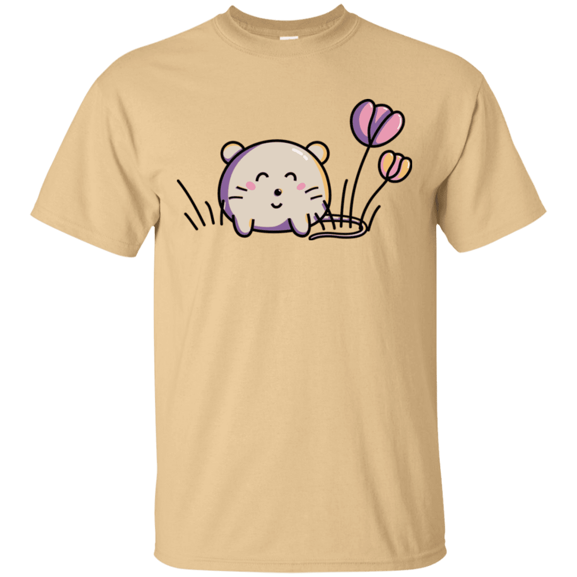 T-Shirts Vegas Gold / S Kawaii Mouse and Tulips T-Shirt