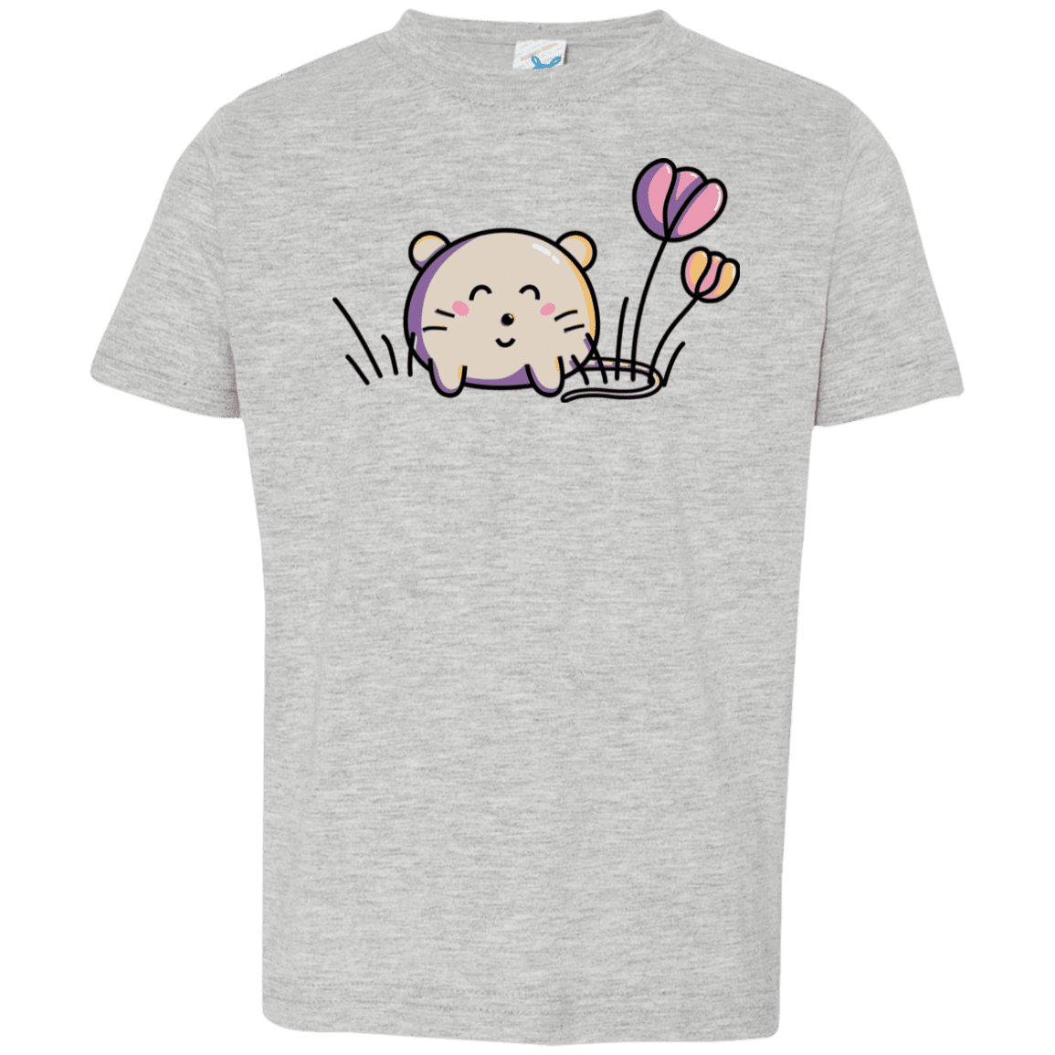 T-Shirts Heather Grey / 2T Kawaii Mouse and Tulips Toddler Premium T-Shirt