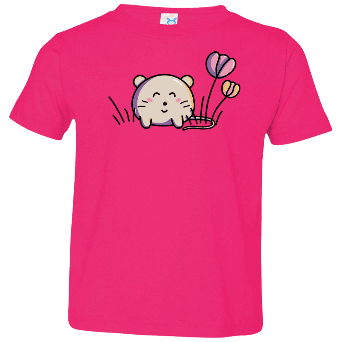 T-Shirts Hot Pink / 2T Kawaii Mouse and Tulips Toddler Premium T-Shirt