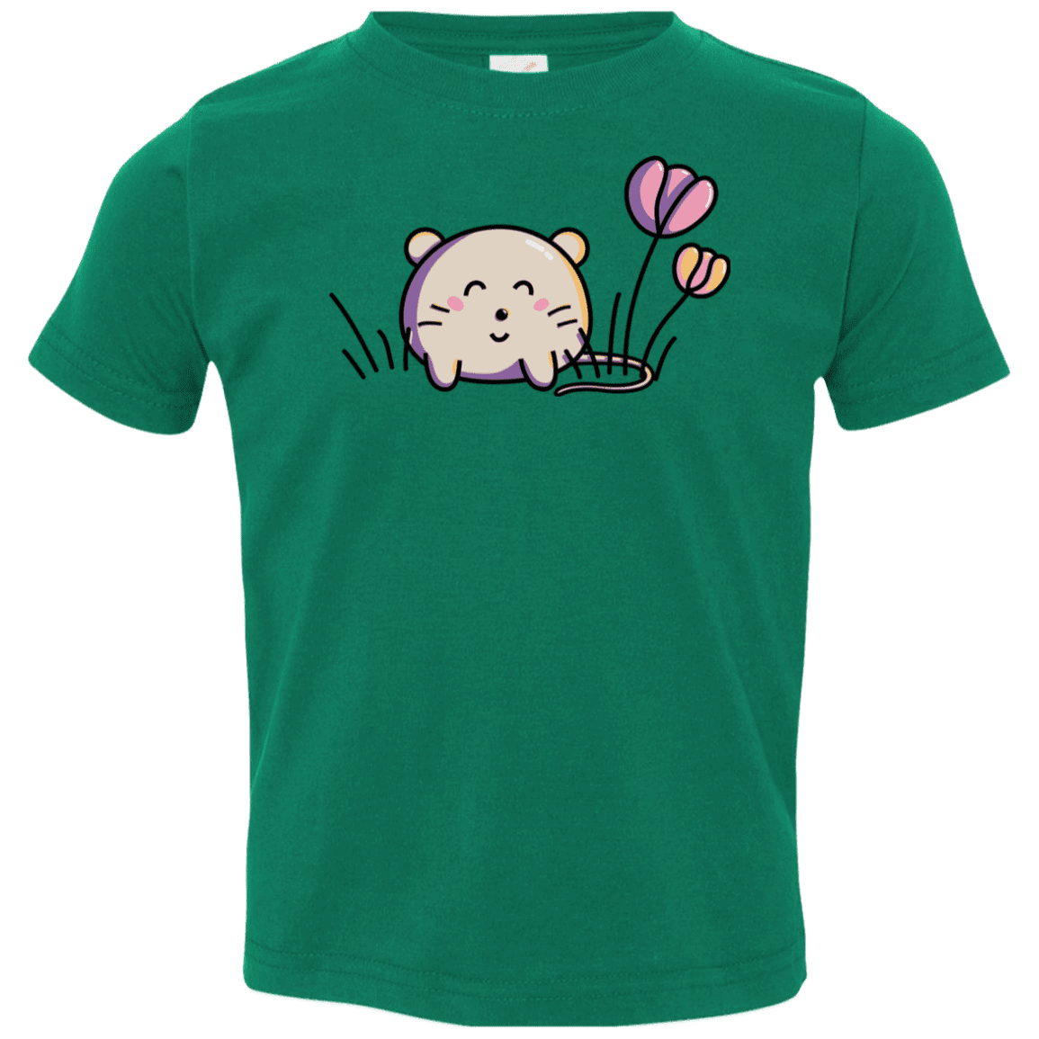 T-Shirts Kelly / 2T Kawaii Mouse and Tulips Toddler Premium T-Shirt