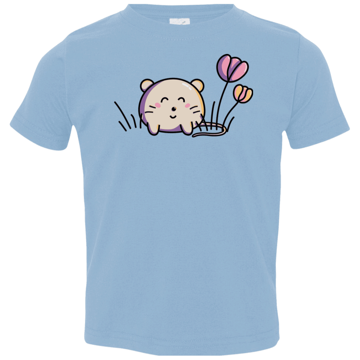 T-Shirts Light Blue / 2T Kawaii Mouse and Tulips Toddler Premium T-Shirt