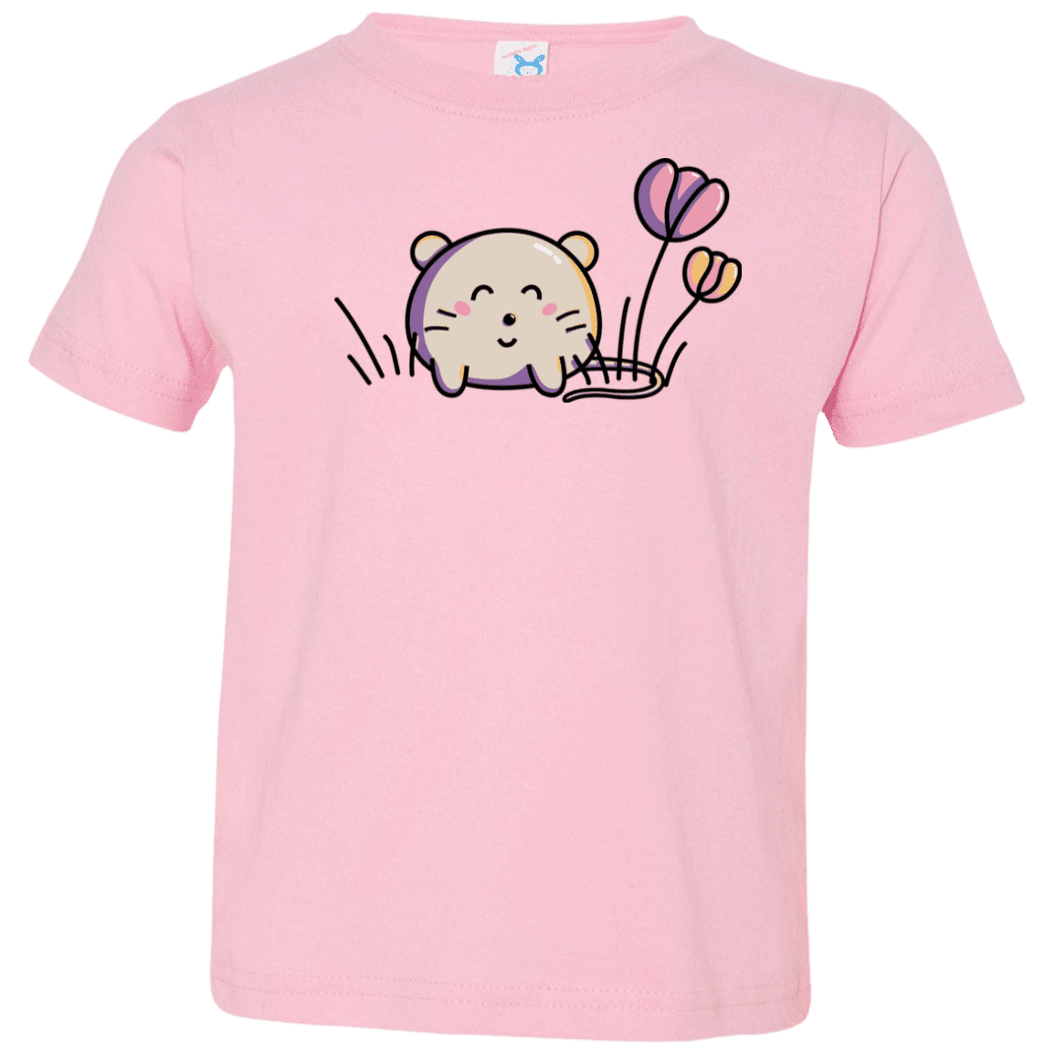 T-Shirts Pink / 2T Kawaii Mouse and Tulips Toddler Premium T-Shirt