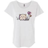 T-Shirts Heather White / X-Small Kawaii Mouse and Tulips Triblend Dolman Sleeve