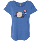 T-Shirts Vintage Royal / X-Small Kawaii Mouse and Tulips Triblend Dolman Sleeve