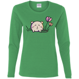 T-Shirts Irish Green / S Kawaii Mouse and Tulips Women's Long Sleeve T-Shirt