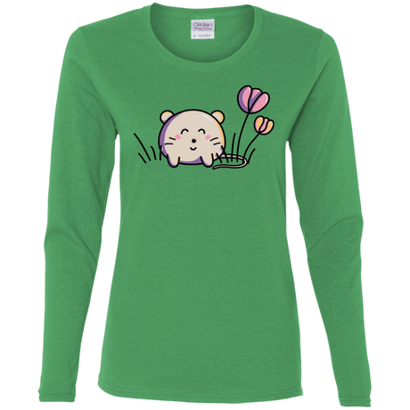 T-Shirts Irish Green / S Kawaii Mouse and Tulips Women's Long Sleeve T-Shirt