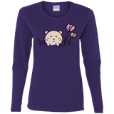 T-Shirts Purple / S Kawaii Mouse and Tulips Women's Long Sleeve T-Shirt