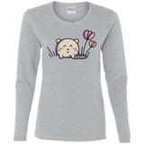 T-Shirts Sport Grey / S Kawaii Mouse and Tulips Women's Long Sleeve T-Shirt