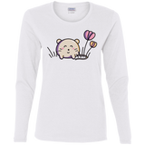 T-Shirts White / S Kawaii Mouse and Tulips Women's Long Sleeve T-Shirt