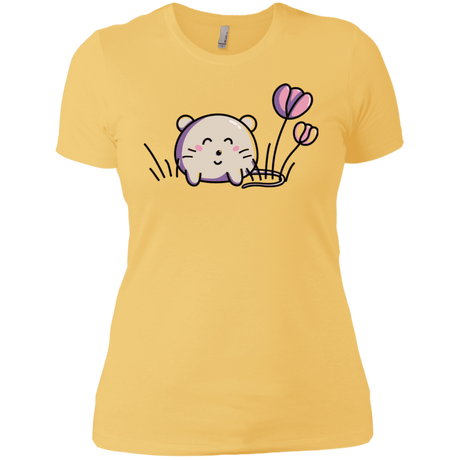T-Shirts Banana Cream/ / X-Small Kawaii Mouse and Tulips Women's Premium T-Shirt