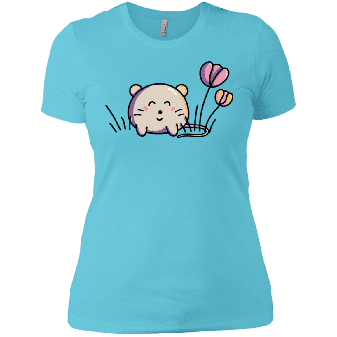 T-Shirts Cancun / X-Small Kawaii Mouse and Tulips Women's Premium T-Shirt