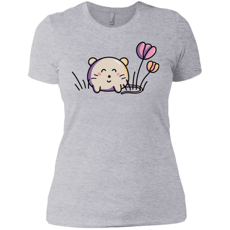 T-Shirts Heather Grey / X-Small Kawaii Mouse and Tulips Women's Premium T-Shirt