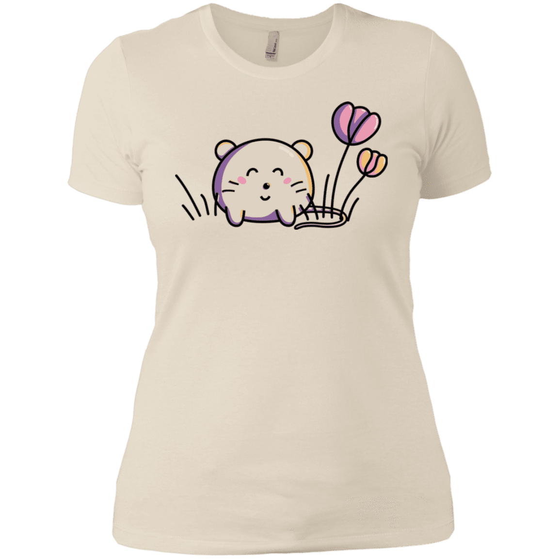 T-Shirts Ivory/ / X-Small Kawaii Mouse and Tulips Women's Premium T-Shirt