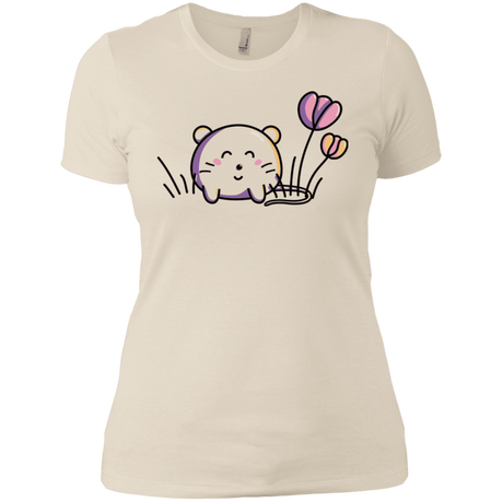 T-Shirts Ivory/ / X-Small Kawaii Mouse and Tulips Women's Premium T-Shirt