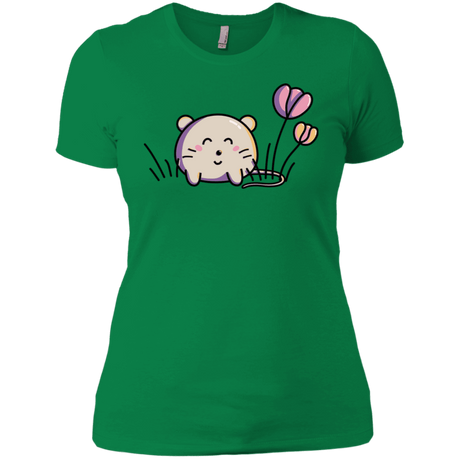 T-Shirts Kelly Green / X-Small Kawaii Mouse and Tulips Women's Premium T-Shirt