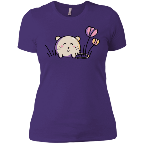 T-Shirts Purple Rush/ / X-Small Kawaii Mouse and Tulips Women's Premium T-Shirt