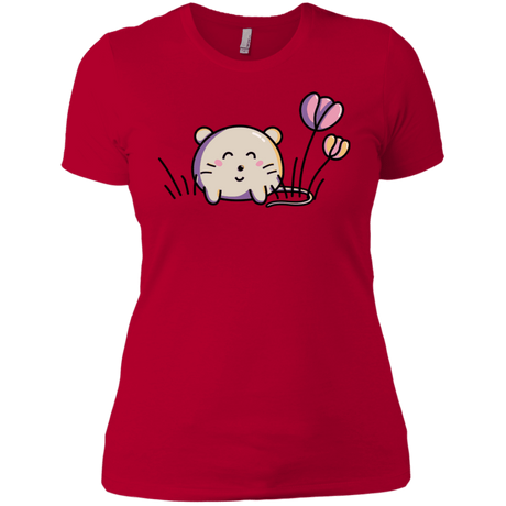 T-Shirts Red / X-Small Kawaii Mouse and Tulips Women's Premium T-Shirt
