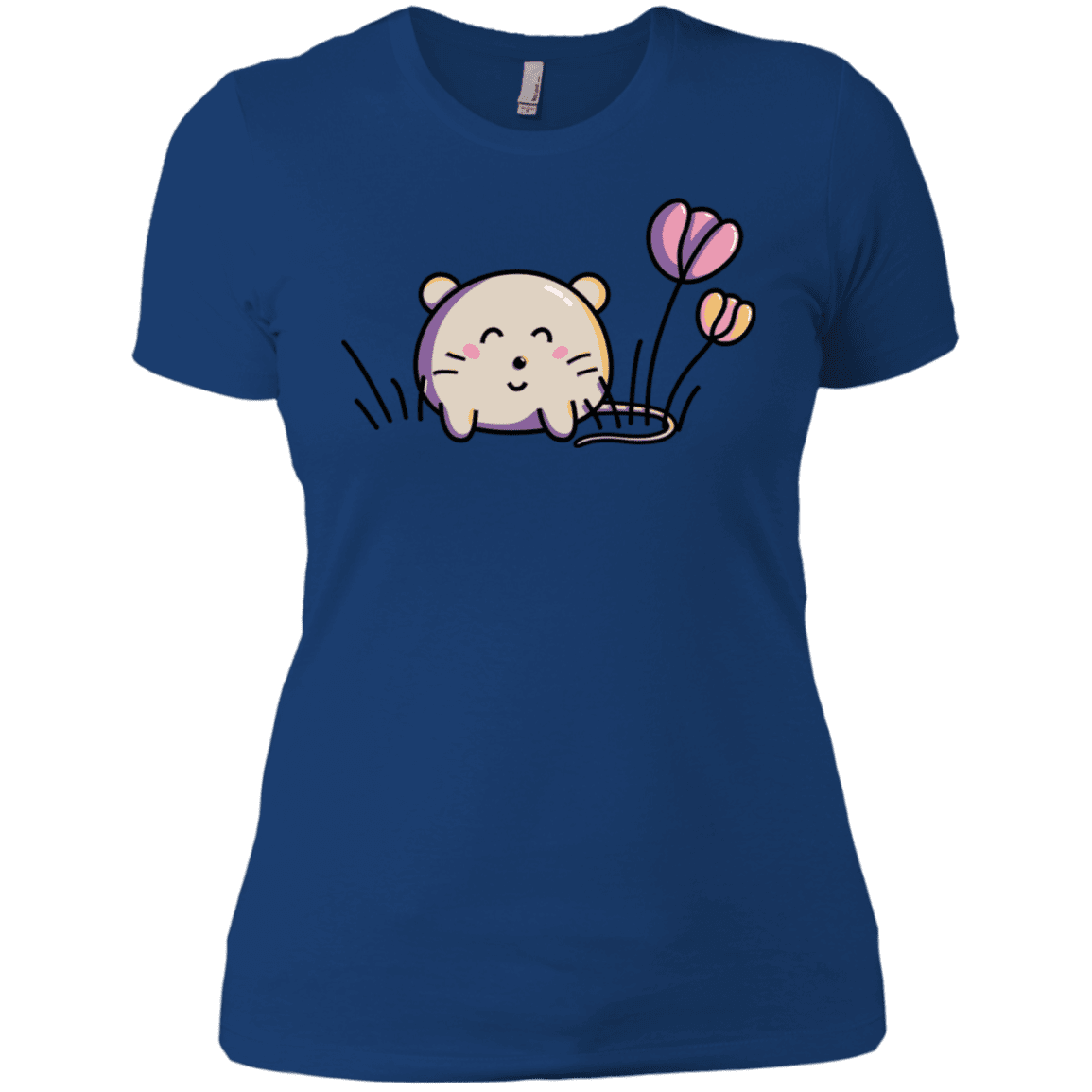 T-Shirts Royal / X-Small Kawaii Mouse and Tulips Women's Premium T-Shirt