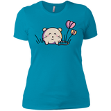 T-Shirts Turquoise / X-Small Kawaii Mouse and Tulips Women's Premium T-Shirt