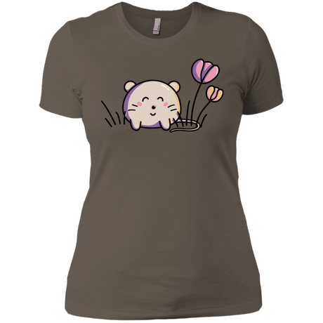 T-Shirts Warm Grey / X-Small Kawaii Mouse and Tulips Women's Premium T-Shirt