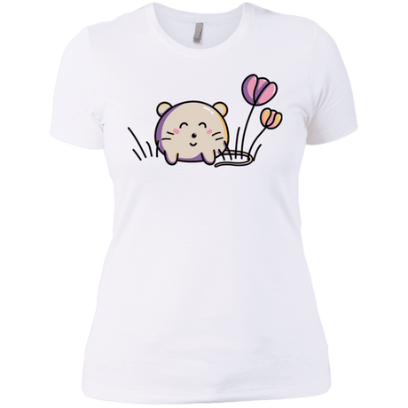 T-Shirts White / X-Small Kawaii Mouse and Tulips Women's Premium T-Shirt