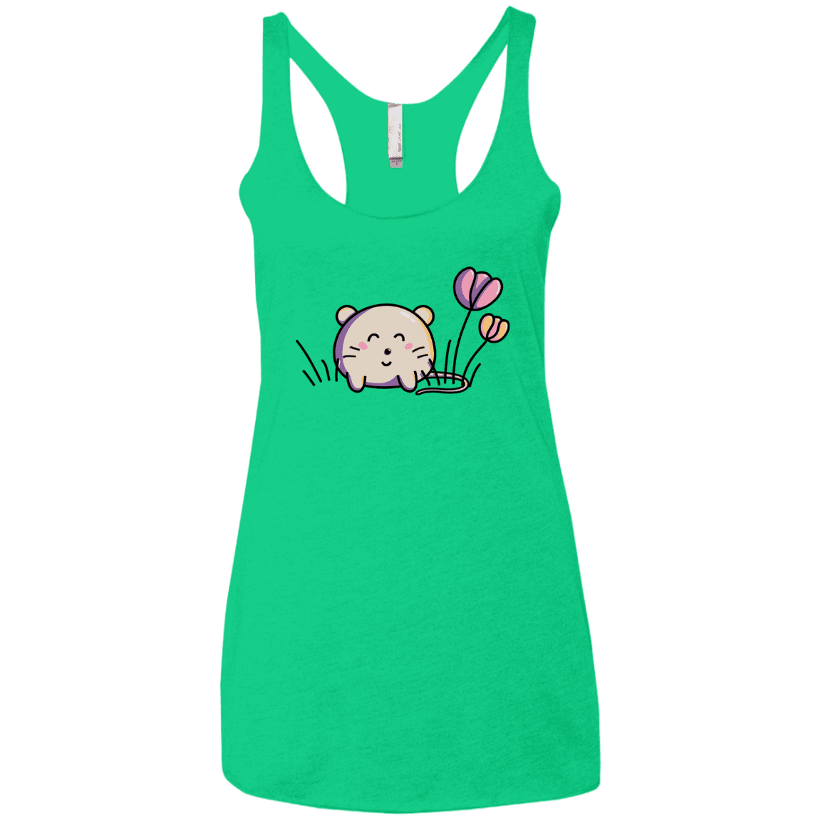 T-Shirts Envy / X-Small Kawaii Mouse and Tulips Women's Triblend Racerback Tank