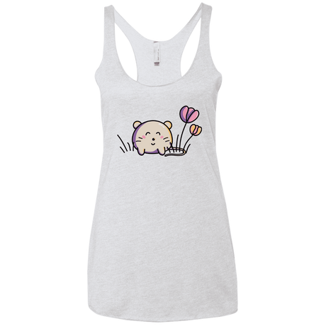 T-Shirts Heather White / X-Small Kawaii Mouse and Tulips Women's Triblend Racerback Tank
