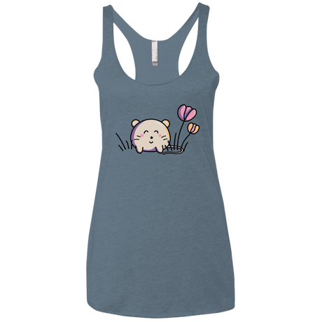T-Shirts Indigo / X-Small Kawaii Mouse and Tulips Women's Triblend Racerback Tank