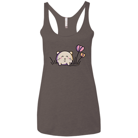 T-Shirts Macchiato / X-Small Kawaii Mouse and Tulips Women's Triblend Racerback Tank