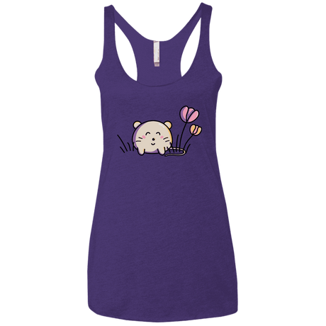 T-Shirts Purple Rush / X-Small Kawaii Mouse and Tulips Women's Triblend Racerback Tank