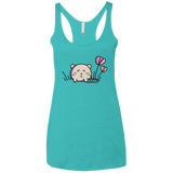 T-Shirts Tahiti Blue / X-Small Kawaii Mouse and Tulips Women's Triblend Racerback Tank