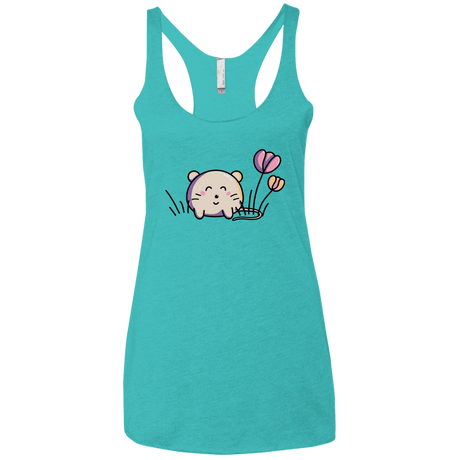 T-Shirts Tahiti Blue / X-Small Kawaii Mouse and Tulips Women's Triblend Racerback Tank
