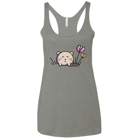 T-Shirts Venetian Grey / X-Small Kawaii Mouse and Tulips Women's Triblend Racerback Tank