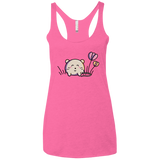 T-Shirts Vintage Pink / X-Small Kawaii Mouse and Tulips Women's Triblend Racerback Tank