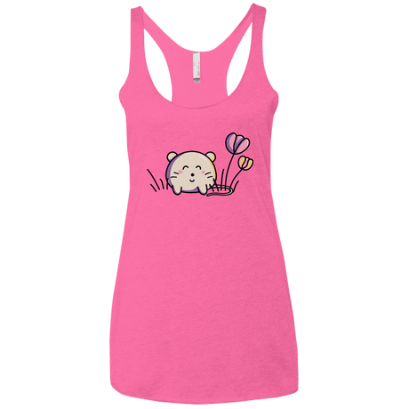 T-Shirts Vintage Pink / X-Small Kawaii Mouse and Tulips Women's Triblend Racerback Tank