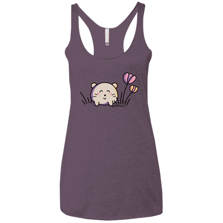 T-Shirts Vintage Purple / X-Small Kawaii Mouse and Tulips Women's Triblend Racerback Tank