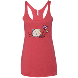 T-Shirts Vintage Red / X-Small Kawaii Mouse and Tulips Women's Triblend Racerback Tank