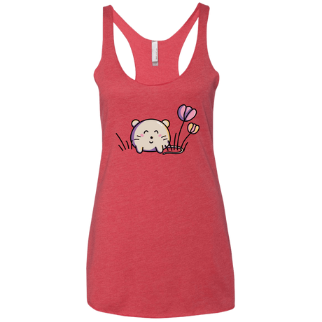T-Shirts Vintage Red / X-Small Kawaii Mouse and Tulips Women's Triblend Racerback Tank