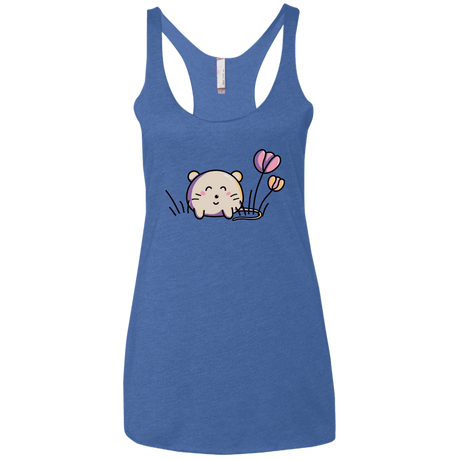T-Shirts Vintage Royal / X-Small Kawaii Mouse and Tulips Women's Triblend Racerback Tank